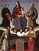 Madonna and Child with Four Saints (Tezi Altarpiece) af PERUGINO, Pietro